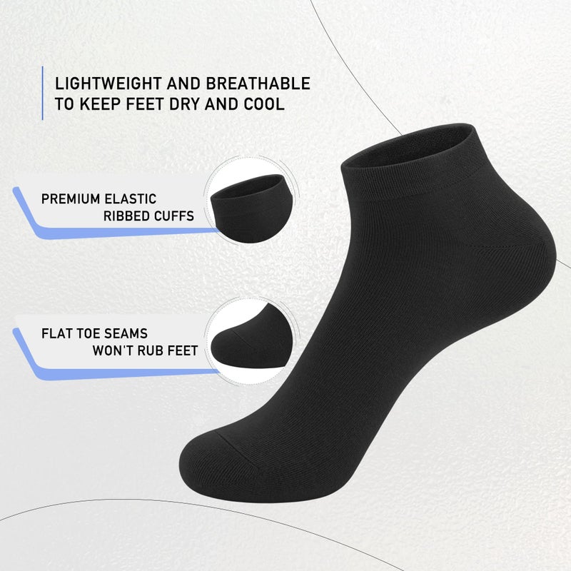 SERISIMPLE Women Viscose Bamboo Ankle Socks Low Cut Thin Sock Lightweight Pastal Color Soft Sock 5 Pairs(Black, Large) - Image 2